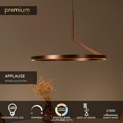 Lucide APPLAUSE - Pendelleuchten - Ø 60 cm - LED Dim. - CCT - 1x32W 2700K/4000K - Hand-Bewegungssensor - Kaffee | Premium